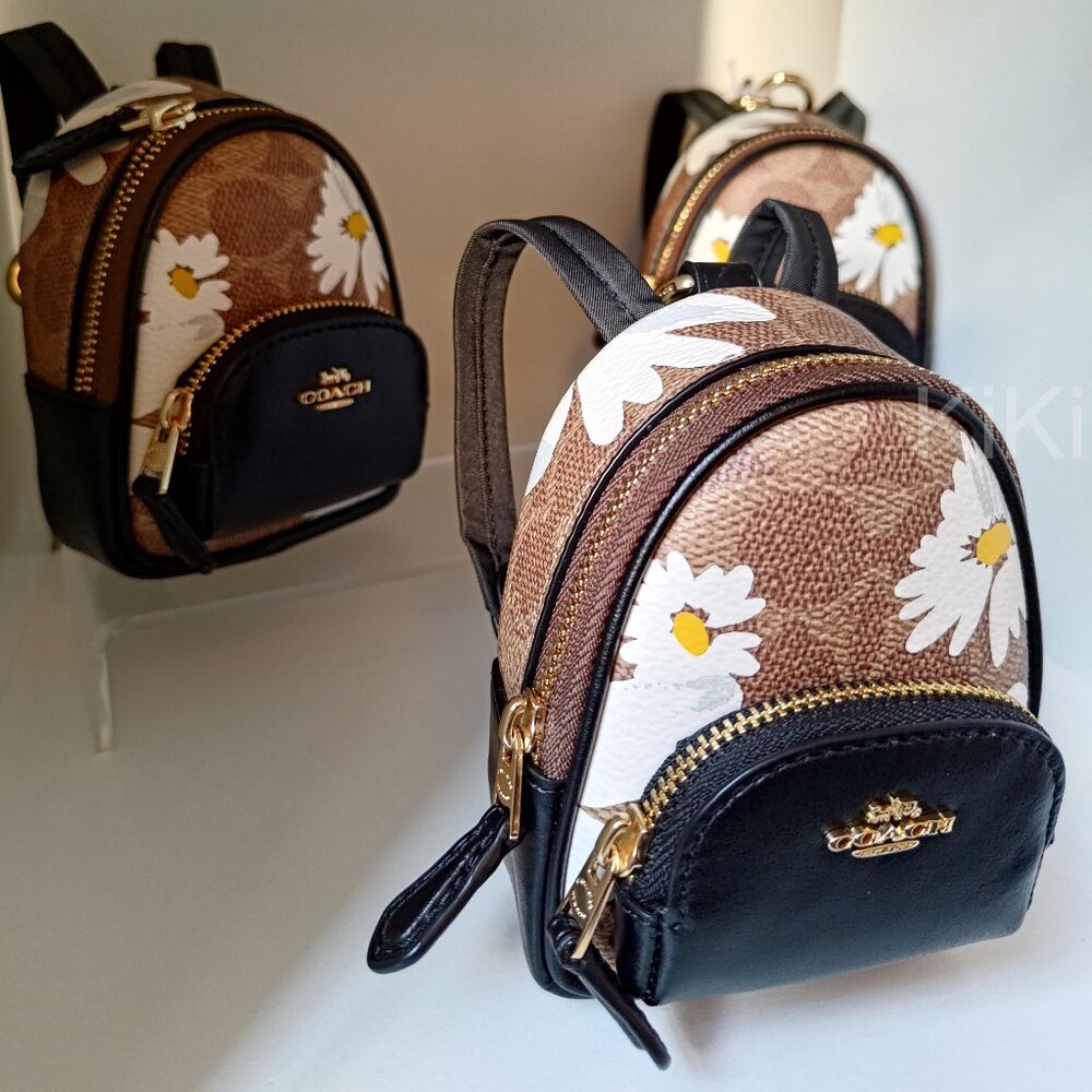 Coach Mini Court Backpack Bag Charm In Signature Canvas With Floral Print CZ602 - Picture 12 of 14